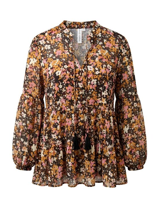 Grace + Karma Tops - Grace + Karma Women's Large Floral Boho Tiered Blouse Cottagecore Tassel Tie NWT